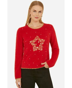 ���~�L�� ���f�B�[�X �A�E�^�[ �j�b�g�E�Z�[�^�[ Yumi Women's Fluffy Star Holiday Sweatered ���b�h