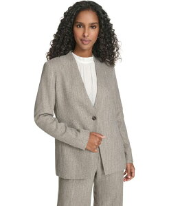 �J���o���N���C�� ���f�B�[�X �A�E�^�[ �W���P�b�g�E�u���]�� Calvin Klein Women's Novelty One Button Collarless Jacket Oyster Multi �}���`�J���[