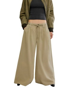 �t���[�s�[�v�� ���f�B�[�X �{�g���X �J�W���A���p���c ���C�h���b�O Free People Women's Julien Wide Leg Pull-On Chino Pants Chinchilla