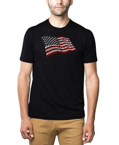�G���G�[�|�b�v�A�[�g �����Y �g�b�v�X T�V���c LA Pop Art Men's Premium Word Art American Wars Tribute Flag T-shirt Black �u���b�N