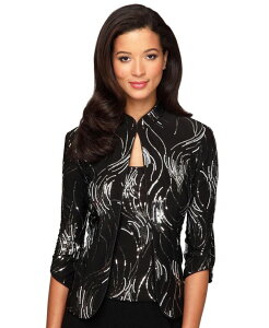 �A���b�N�X�C�u�j���O�X ���f�B�[�X �g�b�v�X �����s�[�X �v�` �X�p���R�[�� Alex Evenings Petite 2-Pc. Sequined Twinset Black Silver �u���b�N