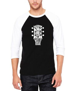 �G���G�[�|�b�v�A�[�g �����Y �g�b�v�X T�V���c LA Pop Art Men's Raglan Baseball Word Art Guitar Head Music Genres T-shirt Black and White �z���C�g