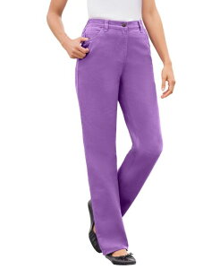 �E�[�}�� �E�B�Y�C�� ���f�B�[�X �{�g���X �f�j���p���c �g�[�� �R�b�g�� �W�[���Y Woman Within Women's Within Tall Perfect All-Cotton Back-Elastic Denim Jeans Pastel Purple �p�[�v��