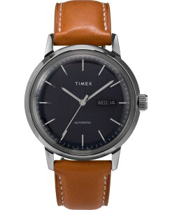 �^�C���b�N�X �����Y �A�N�Z�T���[ �r���v ���U�[ Timex Men's Marlin Automatic Brown Leather Strap Watch 40mm Brown �u���E��