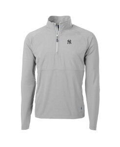�J�b�^�[�A���h�o�b�N �����Y �A�E�^�[ �W���P�b�g�E�u���]�� �j�b�g Cutter & Buck Men's Gray New York Yankees Adapt Eco Knit Hybrid Quarter-Zipullover Jacket Gray �O���[