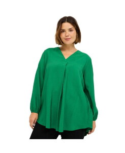 Ellos ���f�B�[�X �g�b�v�X �V���c ellos Women's Long Sleeve Inverted Pleatunic Royal green �O���[��