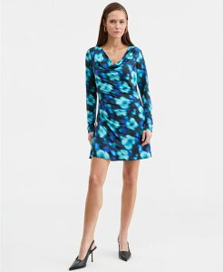 �o�[�X���[ ���f�B�[�X �g�b�v�X �����s�[�X �v�����g �~�j Bar III Women's Printed Cowlneck Minidress Electric Floral