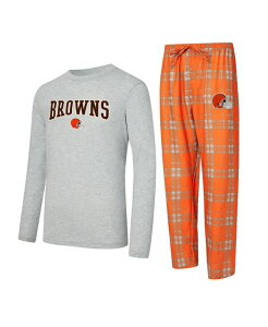 �R���Z�v�c �X�|�[�c �����Y �g�b�v�X T�V���c Conceptsport Men's 2-Piece Orange/Gray Cleveland Browns Regulate Long Sleeve T-Shirt and Plaid Pant Set Orange Gray �O���[