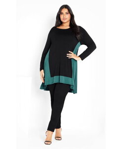 �A�x�j���[ ���f�B�[�X �g�b�v�X �V���c AVENUE Women's Elsa Tunic Black teal �u���b�N