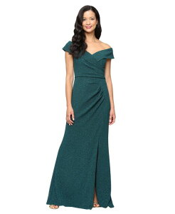 �A���b�N�X�C�u�j���O�X ���f�B�[�X �g�b�v�X �����s�[�X Alex Evenings Women's Long Off-The-Shoulder Dress Pine