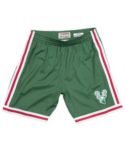 �~�b�`�F��&�l�X �����Y �{�g���X �n�[�t�p���c�E�V���[�c �V���[�g�p���c Mitchell & Ness Men's Milwaukee Buckswingman Shorts Green/White/Red �z���C�g