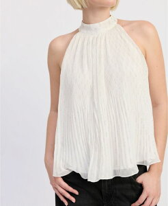 �G�� �Z�]�� ���f�B�[�X �g�b�v�X �V���c �m�[�X���[�u En Saison Women's Camille Sleevelesswing Top White Silver �z���C�g