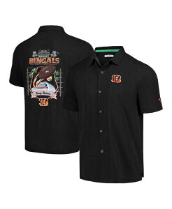 �g�b�~�[�o�n�} �����Y �g�b�v�X �V���c Tommy Bahama Men's Black Cincinnati Bengals Tidal Kickoff Camp Button-Up Shirt Black �u���b�N