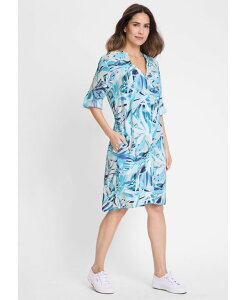 �I���Z�� ���f�B�[�X �g�b�v�X �����s�[�X �v�����g Olsen Women's Printed Tunic Dress Aruba blue �u���[