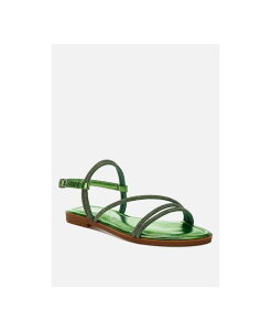 �����h�����O ���f�B�[�X �V���[�Y �T���_�� London Rag Womens Bawley Rhinestone Strappy Flat Sandals Green �O���[��