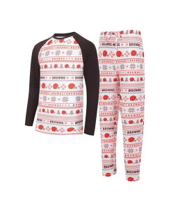�R���Z�v�c �X�|�[�c �����Y �g�b�v�X T�V���c �p���c Conceptsport Men's White Brown Cleveland Browns TinselRaglan Long Sleeve T-shirt and Pantsleep Set White Brown �z���C�g