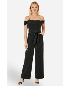 ���~�L�� ���f�B�[�X �{�g���X �J�W���A���p���c �W�����v�X�[�c Yumi Women'sparkle Stretch Bardot Jumpsuit Black �u���b�N
