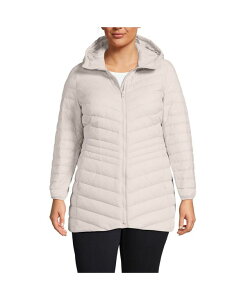 �����Y�G���h ���f�B�[�X �A�E�^�[ �W���P�b�g�E�u���]�� �v���X�T�C�Y �_�E�� Lands' End Plusize Wanderweight Packable Down Hooded Long Jacket Dusk gray �O���[