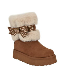�Q�X ���f�B�[�X �V���[�Y �u�[�c�E���C���u�[�c GUESS Women's Denla Cold Weather Faux Fur Cozy Booties Honey Cognac Brown �u���E��