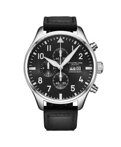 �X�g�D�[�����O ���f�B�[�X �A�N�Z�T���[ �r���v ���U�[ Stuhrling Navigator 4075 Men s 43mm Green Sunray Dial Brown Leather Strap Chronograph Quartz Watch Black �u���b�N
