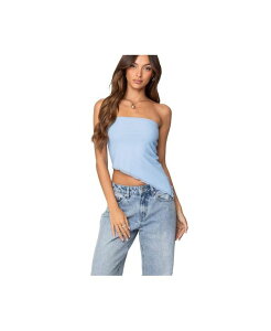 �A�f�B�N�e�b�h ���f�B�[�X �g�b�v�X �V���c �A�V�����g���[ ���b�V�� Edikted Women's Vivi Mesh Asymmetric Tube Top Light-blue �u���[