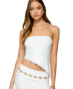 �A�f�B�N�e�b�h ���f�B�[�X �g�b�v�X �V���c �A�V�����g���[ ���b�V�� Edikted Women's Vivi Mesh Asymmetric Tube Top White �z���C�g