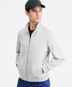 �A���t�@�j �����Y �A�E�^�[ �W���P�b�g�E�u���]�� �X�G�[�h Alfani Men's Faux-Suede Bomber Jacket Bleached Oak
