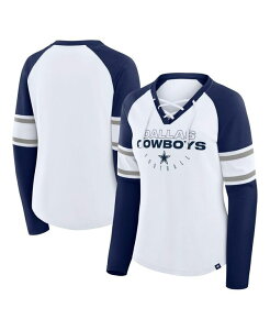 �t�@�i�e�B�N�X ���f�B�[�X �g�b�v�X T�V���c V�l�b�N ���[�X Fanatics Women's White/Navy Dallas Cowboys Redzone Blitz Package Raglan Lace-Up V-Neck Long Sleeve T-Shirt White Navy �z���C�g