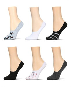 �����C ���f�B�[�X �A���_�[�E�F�A �C�� MeMoi Women's 6 Pair Pack Dogs High Cut Liner Socks Lt gray heather �O���[