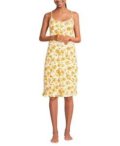 �����Y�G���h ���f�B�[�X �A���_�[�E�F�A �i�C�g�E�F�A �Ђ��� �v�` Lands' End Women's Petite Cooling Knee Length Slip Nightgown Pale yellow painted floral �C�G���[