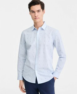 �A���t�@�j �����Y �g�b�v�X �V���c �R�b�g�� ���� Alfani Men's Long-Sleeve Cotton Faded Geo Shirt Blue Cloud Heather �w�U�[