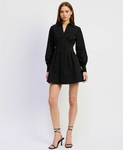 �G�� �Z�]�� ���f�B�[�X �g�b�v�X �����s�[�X �~�j ���� En Saison Women's Annaeliese Long-Sleeve Mini Dress Black �u���b�N