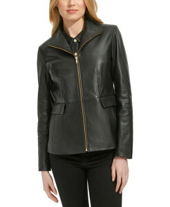 �R�[���n�[�� ���f�B�[�X �A�E�^�[ �W���P�b�g�E�u���]�� ���U�[ Cole Haan Women's Zip-Front Leather Jacket Black �u���b�N