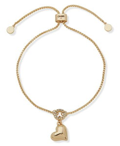 �_�i �L������ �j���[���[�N ���f�B�[�X �A�N�Z�T���[ �u���X���b�g�E�o���O���E�A���N���b�g DKNY Gold-Tone Crystal Puffy Heart Slider Bracelet Yellow Gold �C�G���[