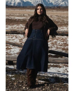 �G���N�C ���f�B�[�X �{�g���X�J�[�g �f�j�� �}�L�V ELOQUII Women's Denimaxi Skirt With Seam Detail Dark rinse �f�j��
