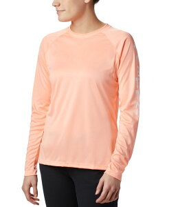 �R�����r�A ���f�B�[�X �g�b�v�X �V���c Columbia Women's PFG Tidal Tee II Omni-Shade T-Shirtiki Pink White Logo �z���C�g