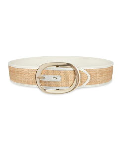 �J���o���N���C�� ���f�B�[�X �A�N�Z�T���[ �x���g Calvin Klein Women's Two-in-One Reversible Oversized Statement Buckle Belt Natural Straw/Bone