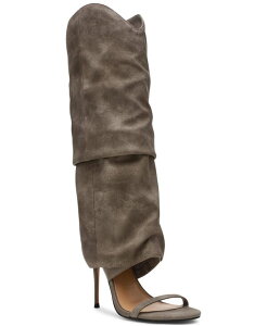�X�e�B�[�u �}�f�� ���f�B�[�X �V���[�Y �p���v�X �u�[�c �q�[�� Steve Madden Women's Ravine Cuffed Knee High Stiletto Heel Boots Gray Distressed �O���[
