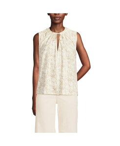 �����Y�G���h ���f�B�[�X �g�b�v�X �V���c ���l�� Lands' End Women's Linen Blend Notch Neck Swing Tank Top Champagne leaf scroll �V�����p��
