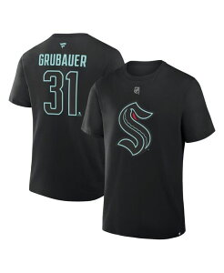 �t�@�i�e�B�N�X �����Y �g�b�v�X T�V���c Fanatics Men's Philipp Grubauer Black Seattle Kraken Authentic Stack Name Number T-Shirt Black �u���b�N