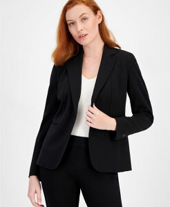 �A���N���C�� ���f�B�[�X �A�E�^�[ �W���P�b�g�E�u���]�� �v�` Anne Klein Petite Sabre Stretch One-Button Jacket Anne Black �u���b�N