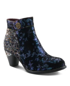�y���������z �����e�B�X�e ���f�B�[�X �u�[�c�E���C���u�[�c �V���[�Y Women's Dessalynn Floral and Animal Print Suede Ankle Boots with Velvet Lining Decorative Button Side Zipper Artistic Comfort Booties Navy multi