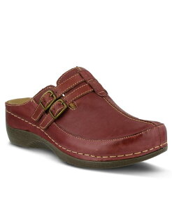 �X�v�����O�X�e�b�v ���f�B�[�X �V���[�Y �T���_�� ���U�[ Spring Step Happy Multi-Strap Leather Slip-On Clogs with Buckle Detail and Removable Insole Bordeaux �}���`�J���[