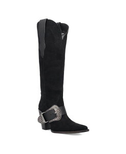 �f�B���S ���f�B�[�X �V���[�Y �u�[�c�E���C���u�[�c �|���G�X�e�� �X�G�[�h Dingo Women'shoe Designed With Suede/Polyester (Yeehottie) - Boots Black �u���b�N