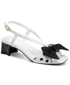 �J�[�� ���K�[�t�F���h ���f�B�[�X �V���[�Y �T���_�� �h�b�g �q�[�� KARLAGERFELD PARISuttyn Bow Polka-Dot Heeled Sandals Bright White/Black �z���C�g
