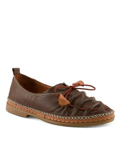 �X�v�����O�X�e�b�v ���f�B�[�X �V���[�Y �p���v�X ���U�[ Spring Step BERNA Leather Slip-On Shoes with Elastic Vamp and Whip-Stitchedetails Brown �u���E��