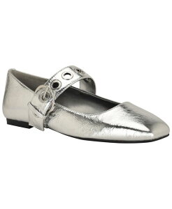 �i�C���E�F�X�g ���f�B�[�X �V���[�Y �p���v�X Nine West Women's Kebba Mary Jane Square Toe Flatsilver �V���o�[