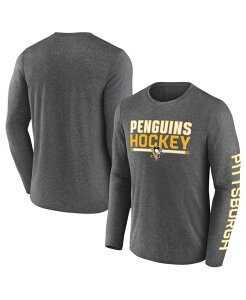 �t�@�i�e�B�N�X �����Y �g�b�v�X T�V���c Fanatics Men's Heather Charcoal Pittsburgh Penguinsweep Iconic Synthetic Long Sleeve T-Shirt Heather Charcoal �`���R�[��