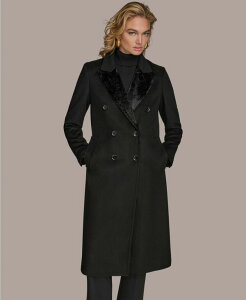 �_�i �L������ �j���[���[�N ���f�B�[�X �A�E�^�[ �W���P�b�g�E�u���]�� �R�[�g Donna Karanew York Women's Double-Breasted Reefer Coat Ebony