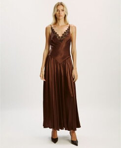 �o�[�h�b�g ���f�B�[�X �g�b�v�X �����s�[�X ���[�X �}�L�V Bardot Women's Aderia Lace Detail Maxi Dress Dark choco